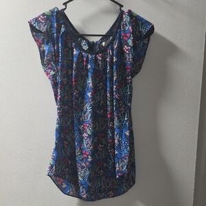 Vibrant Floral Women's Blouse in Blue